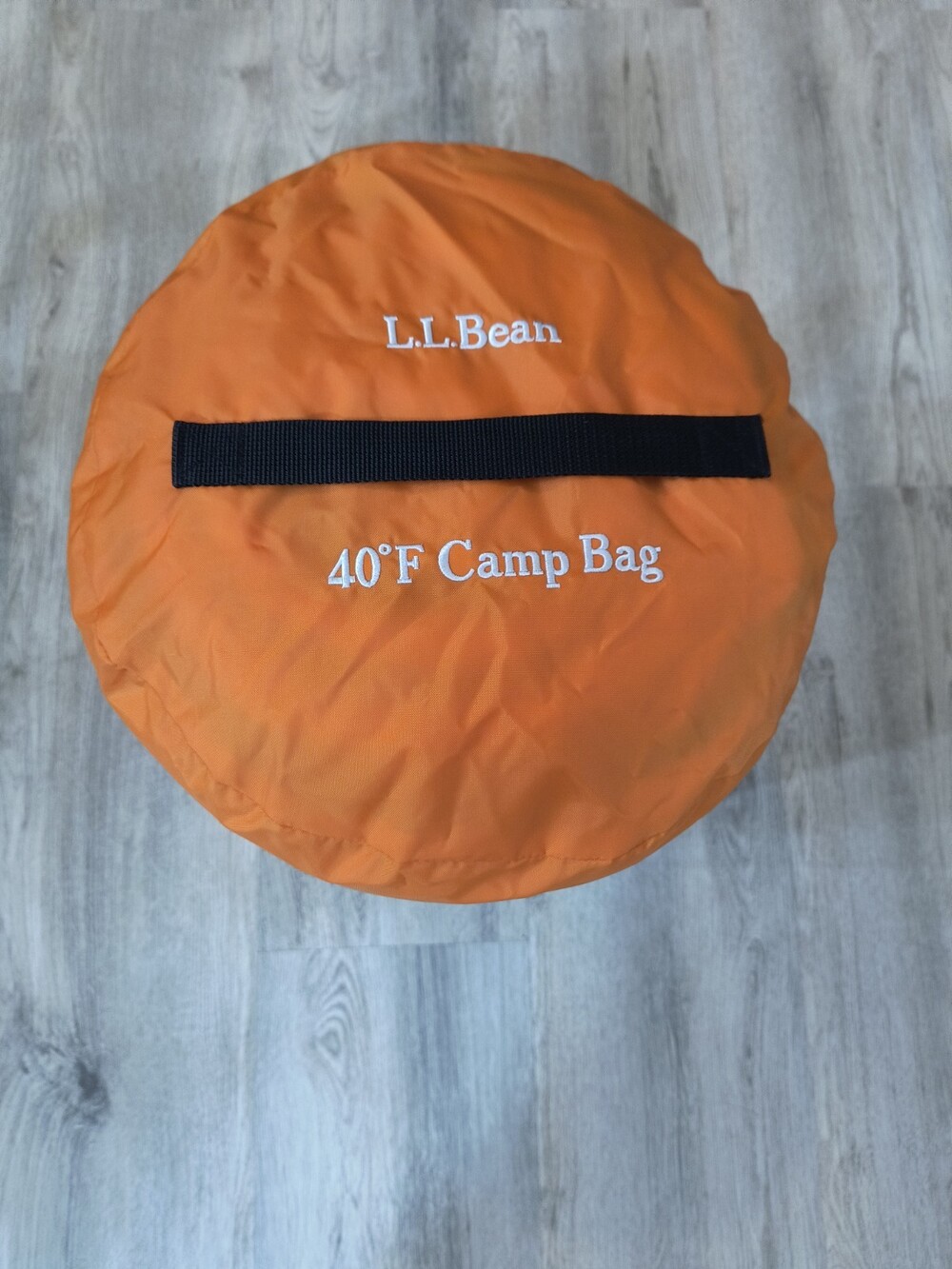 LL Bean Flannel Lined Camp Sleeping Bag 40 Degree Orange with Storage Bag 82X35